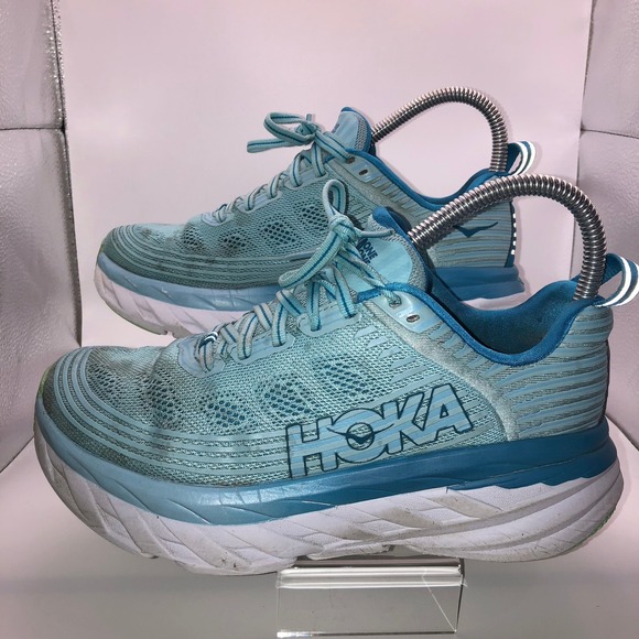 Hoka One One Shoes - Hoka One One Bondi 7 Women's Running Shoes Teal Blue Comfort Max Cushion Size 8